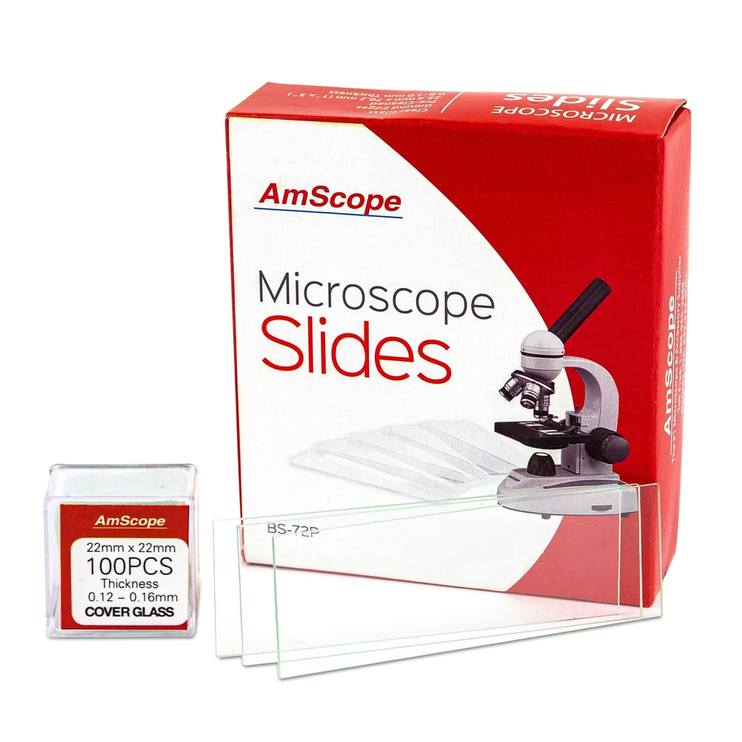 AmScope 72 Pre-Cleaned Blank Plate Microscope Slides and 12 Single Depression Concave Slides   100 Coverslips