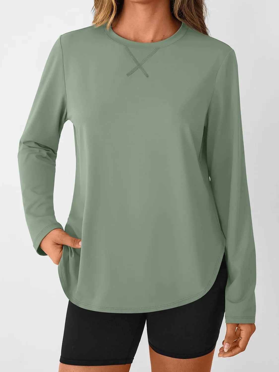 AUTOMET Long Sleeve Workout Tops for Women Athletic UPF 50  Sun Rash Guard Shirts Running SPF Gym Quick Dry Clothes