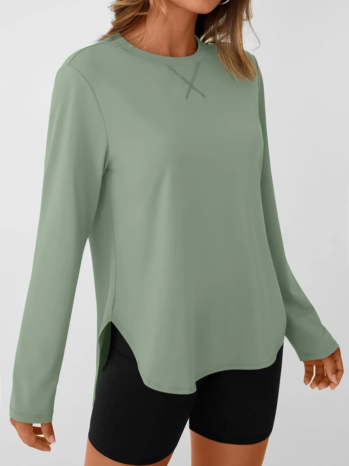 AUTOMET Long Sleeve Workout Tops for Women Athletic UPF 50  Sun Rash Guard Shirts Running SPF Gym Quick Dry Clothes