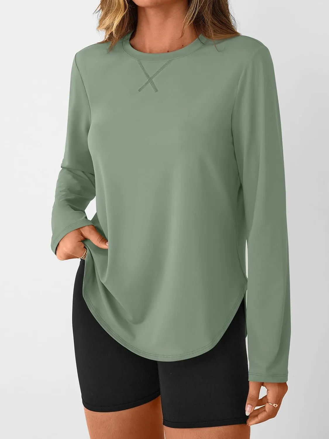 AUTOMET Long Sleeve Workout Tops for Women Athletic UPF 50  Sun Rash Guard Shirts Running SPF Gym Quick Dry Clothes
