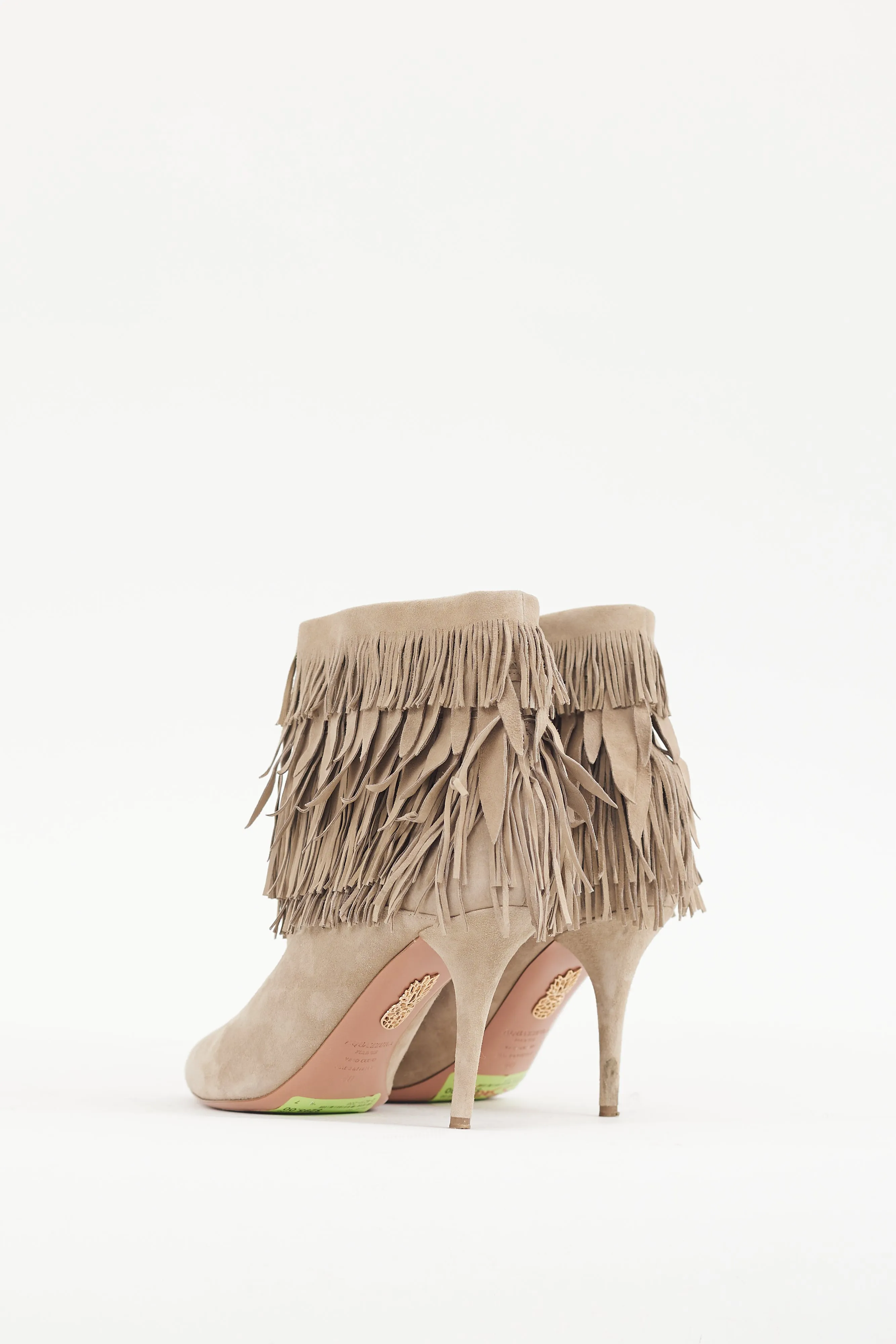 Beige Suede Sasha Fringe Bootie