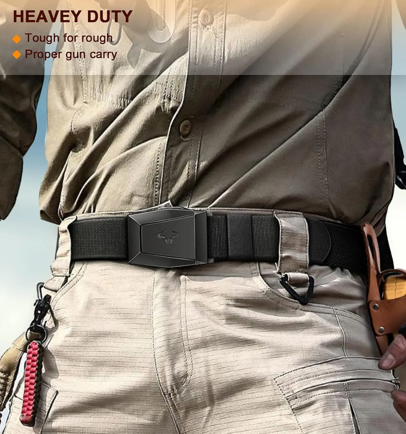 BULLIANT Men Belt 2 Pack,Nylon Web Holster Belt Stretch for Gift Men Outdoor Work Sports Hunting Hiking,Quick Release
