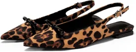 Coutgo Womens Slingback Flats Bow Slip on Dress Shoes Buckle Comfortable Ballet Flats Pointed Toe Flat Party Work Shoes
