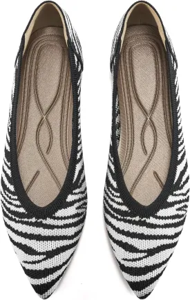HARENCE Women's Flats Ballet Shoes: Comfortable Pointed Toe Soft Knit Flat Casual Slip On Work Dress Shoes for Walking Wedding Dating