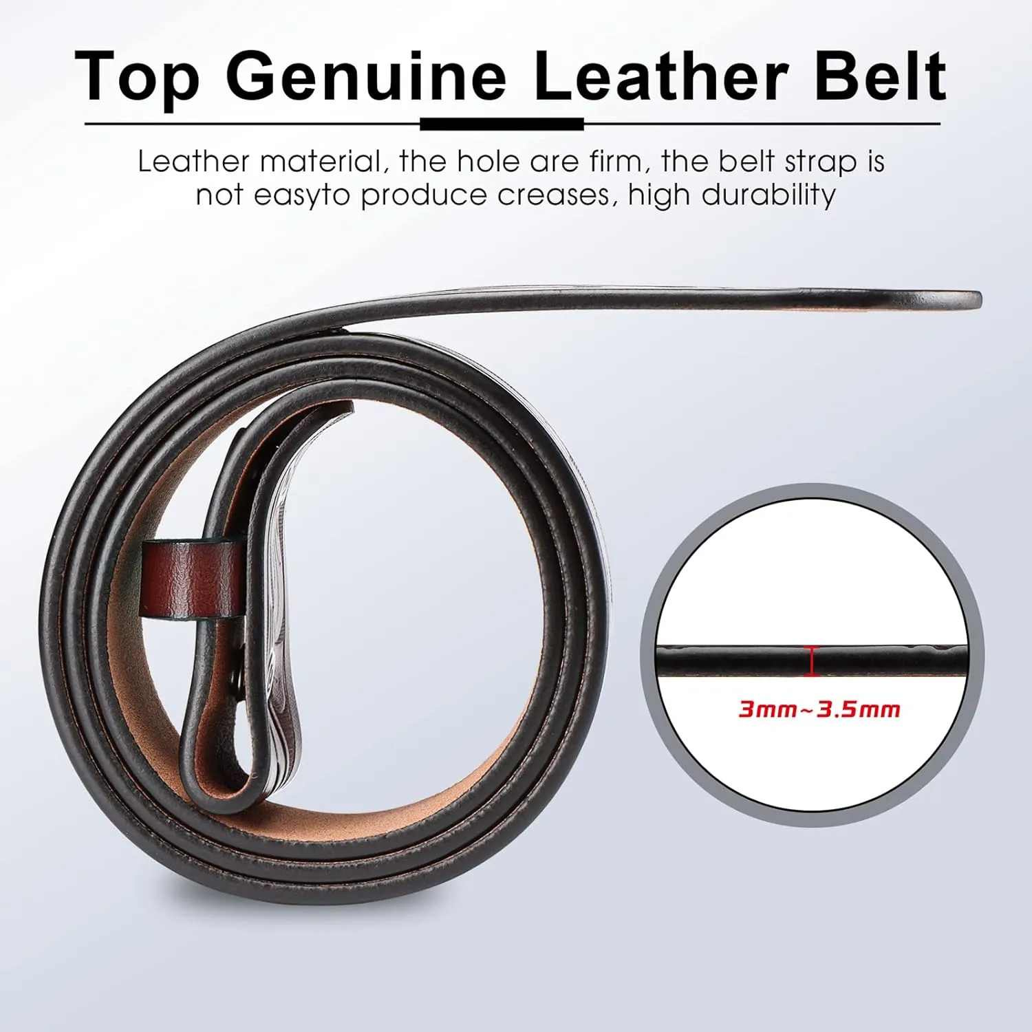 HJones Western Belts for Men without Buckle,Cowboy Belt Buckles for Men,1.5" Wide Genuine Leather Belt No Buckle