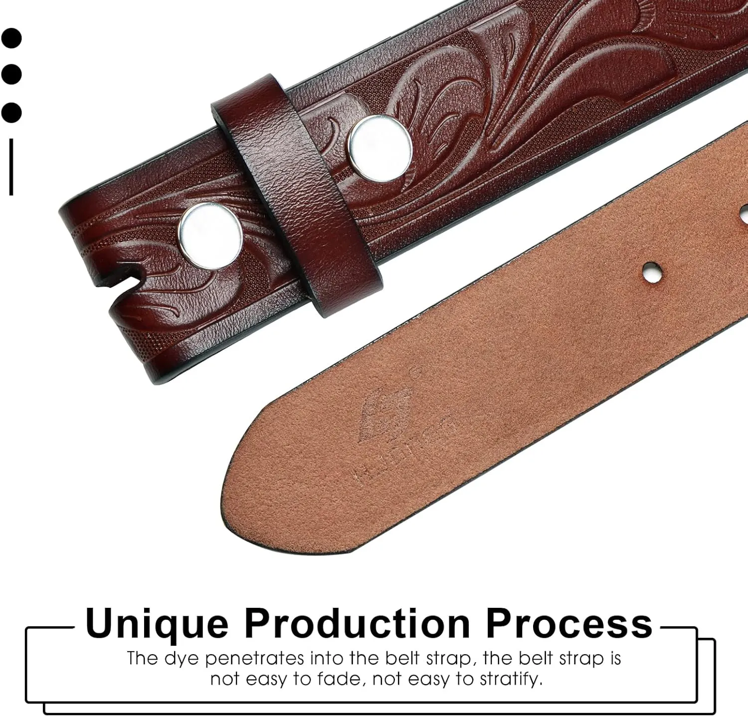 HJones Western Belts for Men without Buckle,Cowboy Belt Buckles for Men,1.5" Wide Genuine Leather Belt No Buckle