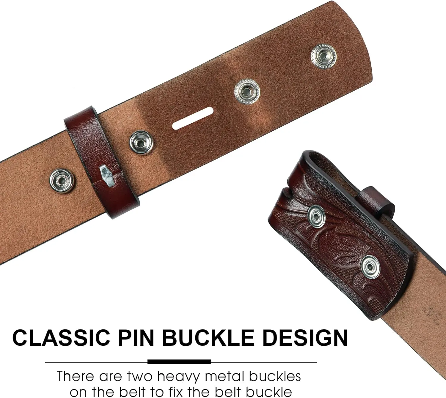 HJones Western Belts for Men without Buckle,Cowboy Belt Buckles for Men,1.5" Wide Genuine Leather Belt No Buckle