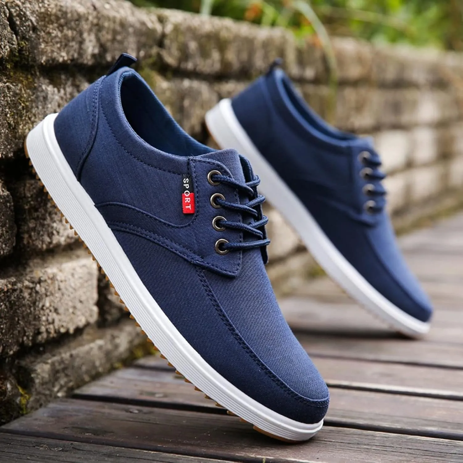 Mens Canvas Casual Sneakers Comfortable Non-Slip Walking Shoes Comfortable Lace-Up Work Shoes Golf Shoes Street Shoes