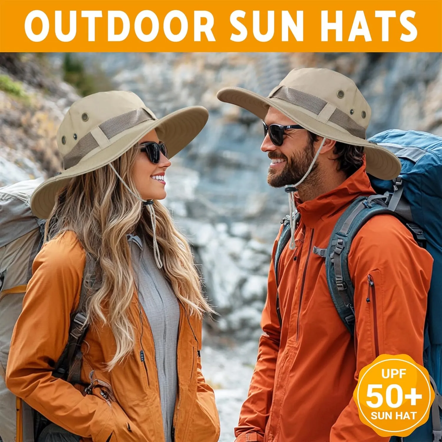 NPJY Sun Hats for Men Women Boonie Hats UPF 50  Bucket Hat for Fishing Hiking Hunting Safari