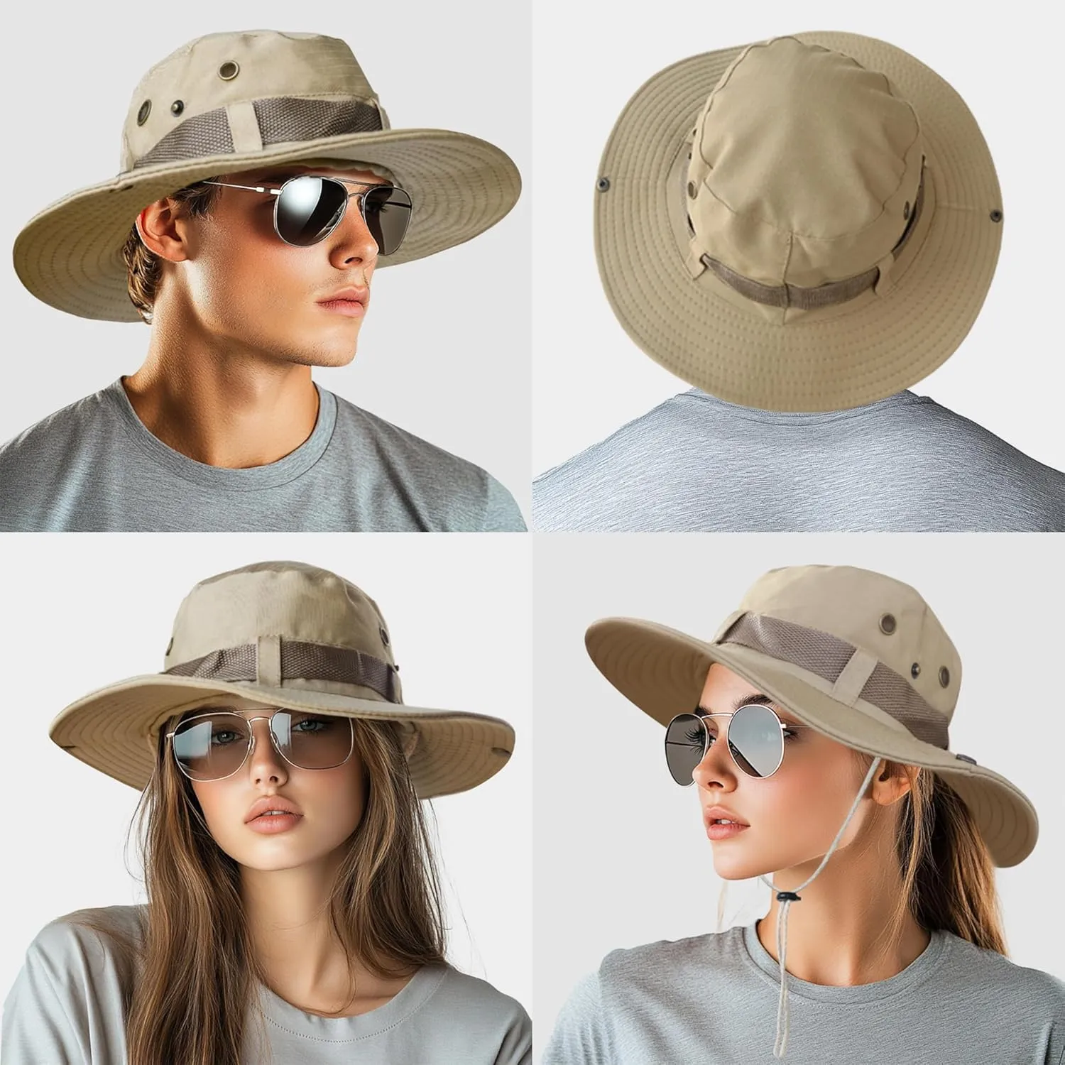 NPJY Sun Hats for Men Women Boonie Hats UPF 50  Bucket Hat for Fishing Hiking Hunting Safari