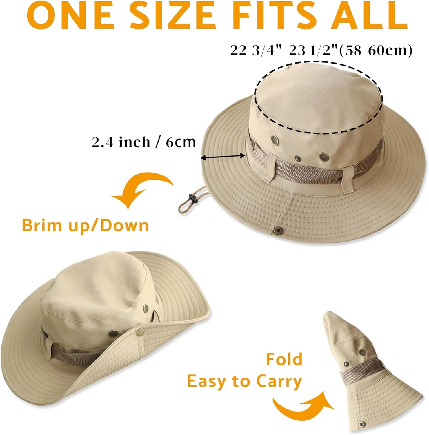 NPJY Sun Hats for Men Women Boonie Hats UPF 50  Bucket Hat for Fishing Hiking Hunting Safari