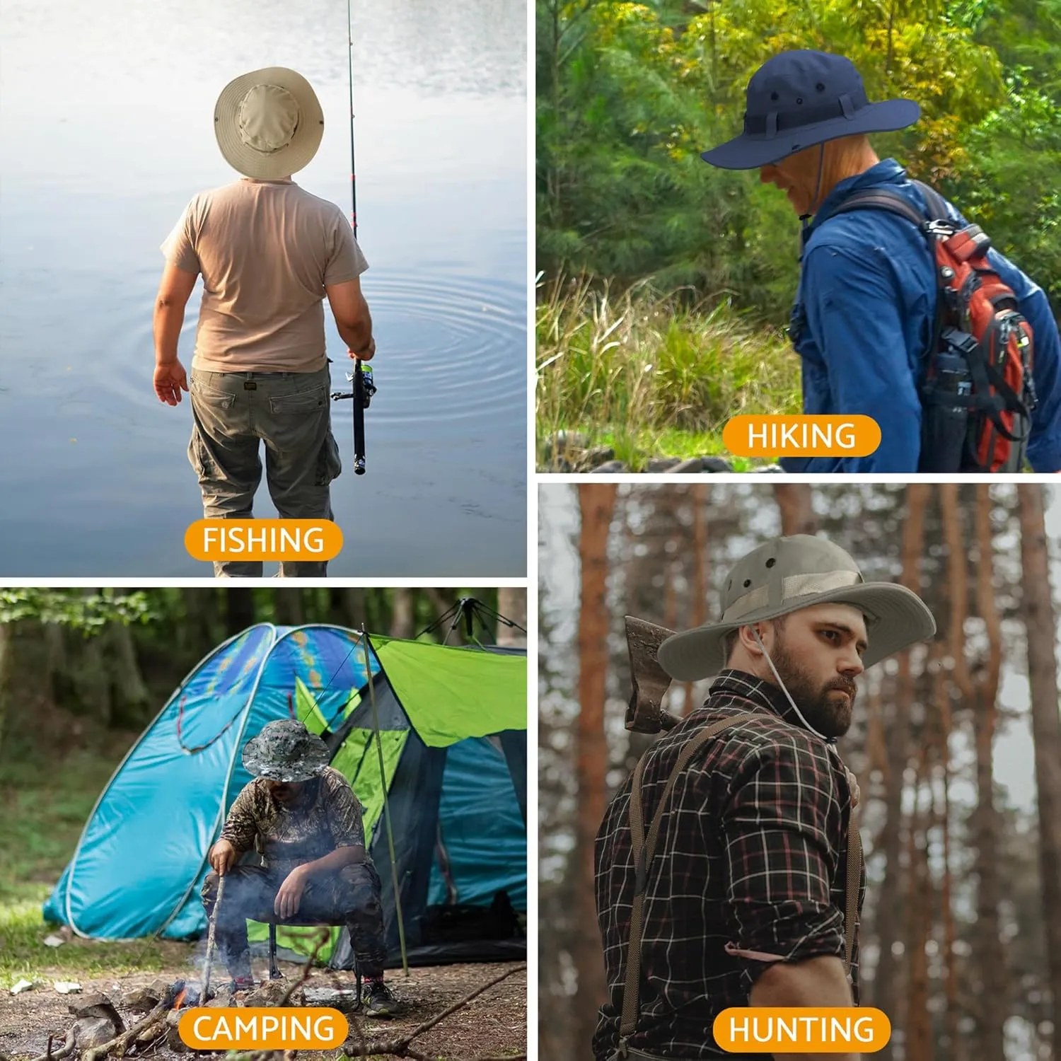 NPJY Sun Hats for Men Women Boonie Hats UPF 50  Bucket Hat for Fishing Hiking Hunting Safari