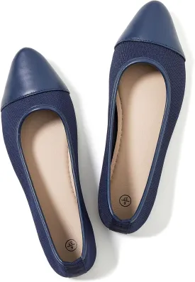 POVOGER Women's Pointed Toe Flats Womens Dressy Ballet Flats Foldable Low Heel Dress Shoes Comfortable