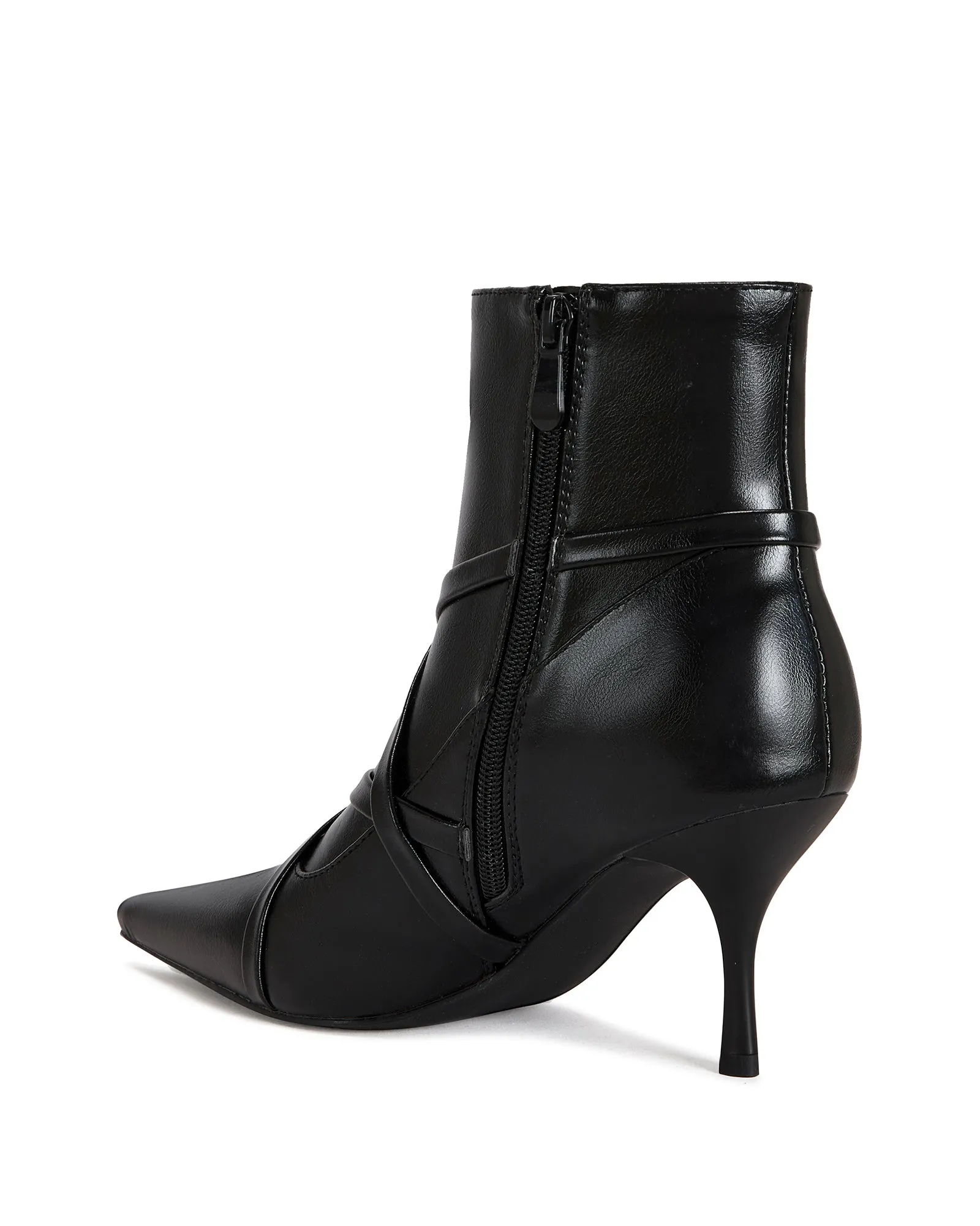 PURNIMA-BLACK STRAPPY POINTED TOE BOOTIE