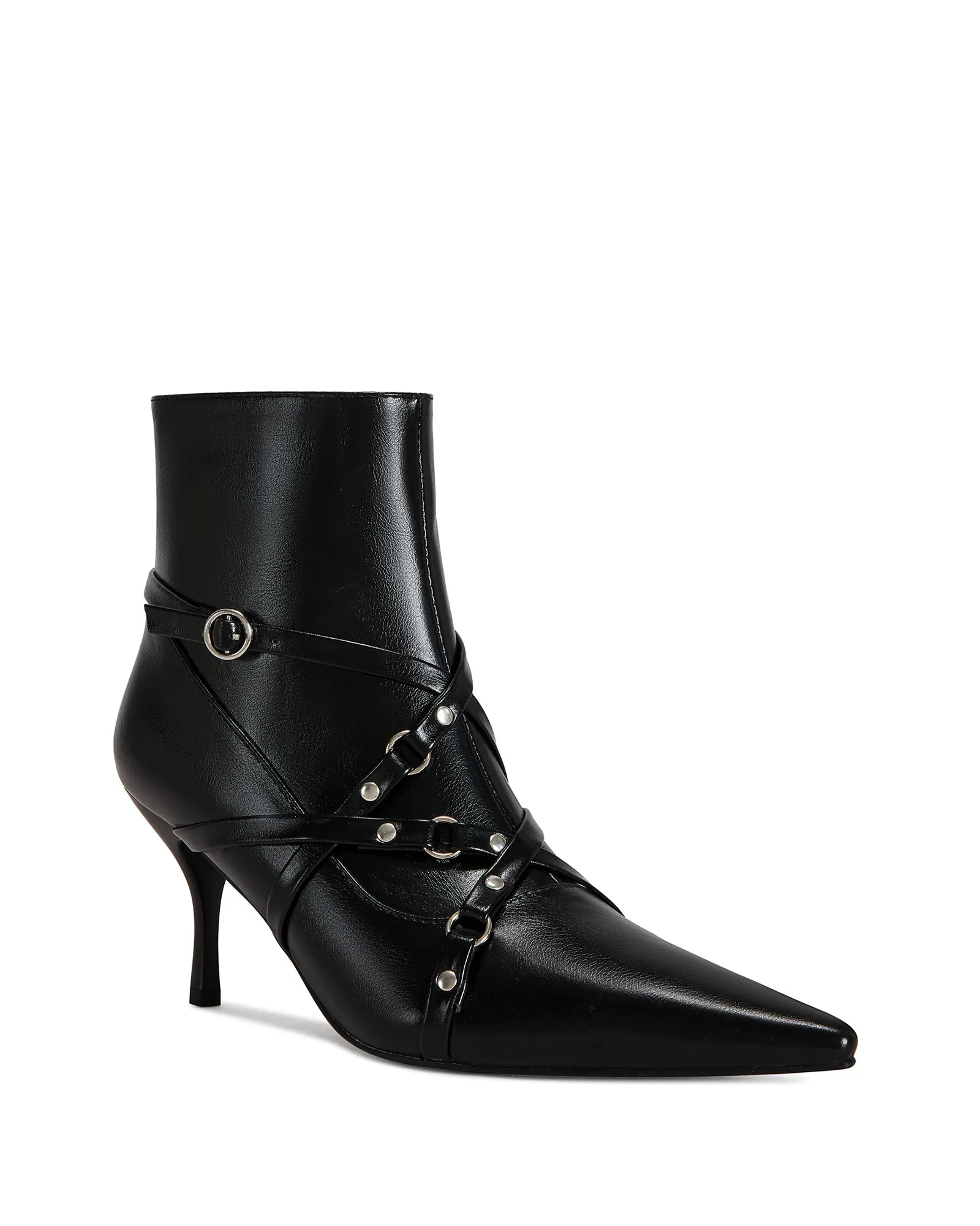 PURNIMA-BLACK STRAPPY POINTED TOE BOOTIE