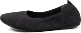 Womens Ballet Flat Shoes Knit Shoes Round Toe Slip On Ballerina Walking Flats Shoes Black Leopard Comfortable Shoes